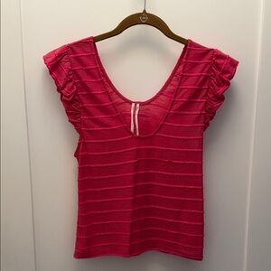 Anthropologie Ruffled Pink Top